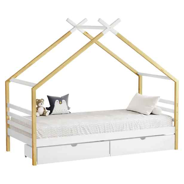 Tempo Kondela Montessori postel TARA 90x200 - bílá/přírodní