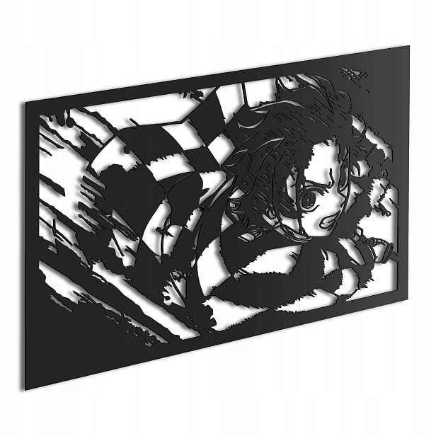 Dřevěný obraz Anime Demon Slayer Tanjiro Meč zabijáka démonů Dárek XL