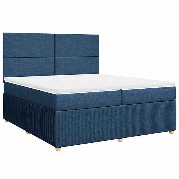 vidaXL Box spring postel s matrací modrá 200x200 cm textil