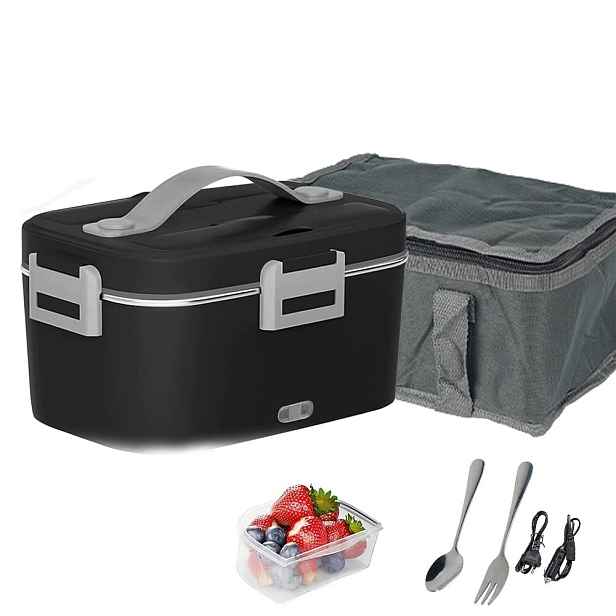 Lunchbox Elektrický Vyhřívaný Z Nerezová Ocel 1,8L12V s Lžící+vidličkou