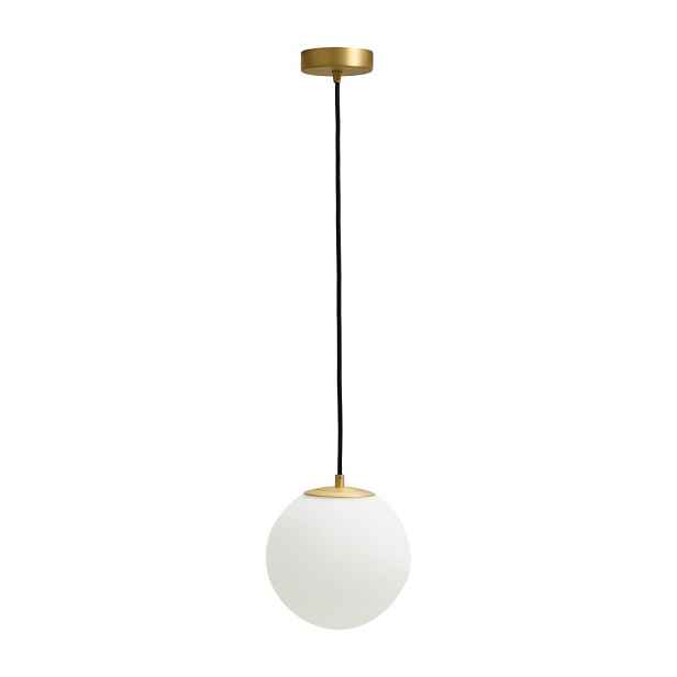 Bílé/ve zlaté barvě kovové závěsné svítidlo se skleněným stínidlem ø 15 cm Brisia – Kave Home