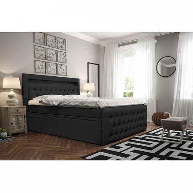 Čalouněná postel CESAR včetně úložného prostoru 160x200 Černá