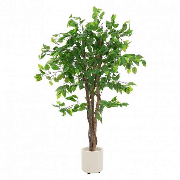 ML-DESIGN UMĚLÁ ROSTLINA Ficus 120 cm s kmenem z přírodního dřeva pro vnitřní i venkovní použití