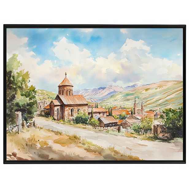 Plakát Rámeček Hliníkový Malovaná Vesnice Klášter Hory Léto 80x60
