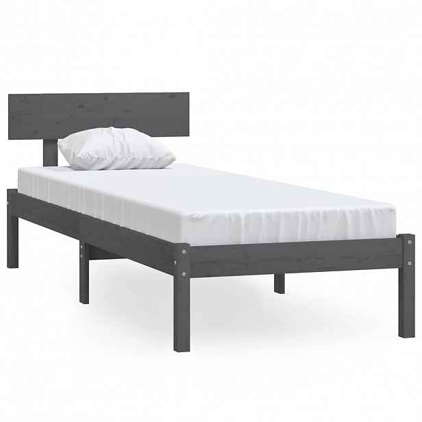 vidaXL Rám postele šedý masivní borovice 90 x 190 cm Single