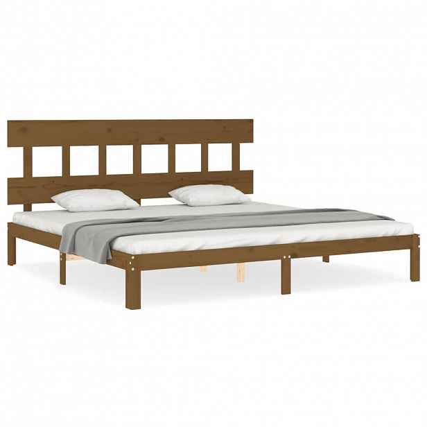 vidaXL Rám postele s čelem medově hnědý 200 x 200 cm masivní dřevo