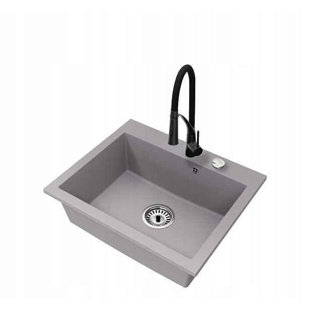 Granitový dřez Jednokomorový Elite 60 Baterie Sifon Chrom Automat