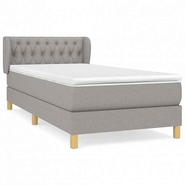 vidaXL Box spring postel s matrací světle šedá 90x190 cm textil