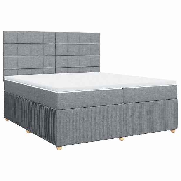 vidaXL Box spring postel s matrací světle šedá 200 x 200 cm textil