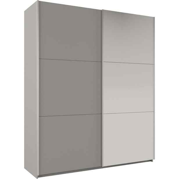 MASSENO ŠATNÍ SKŘÍŇ S POSUVNÝMI DVEŘMI ORIANNA, 225/244/65 cm 2dveřová se zrcadlem, šedá