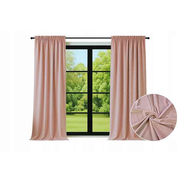2x Závěs Silná 140x180 cm elegantní měkký obývací pokoj Pudorwy Růžová