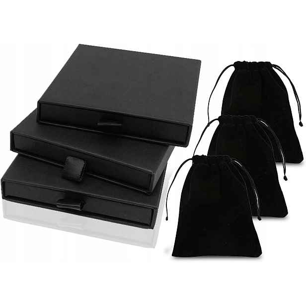 3X Elegantní Černá Ozdobná Krabička Na Šperky Pro Ženu