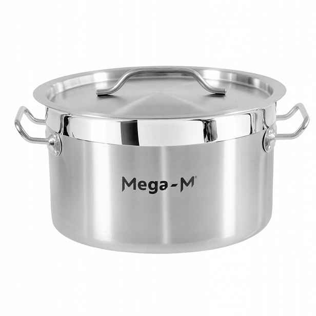 Hrnec Z Nerezové oceli s poklicí 12 l, průměr 30 cm, nízký Mega-M Pro