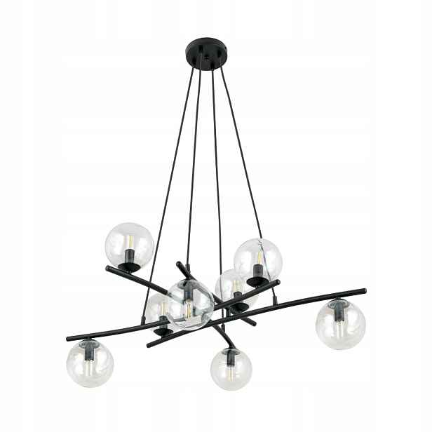 Závěsná lampa lustr černá skleněné koule do obývacího pokoje moderní 8 bodů Emibig