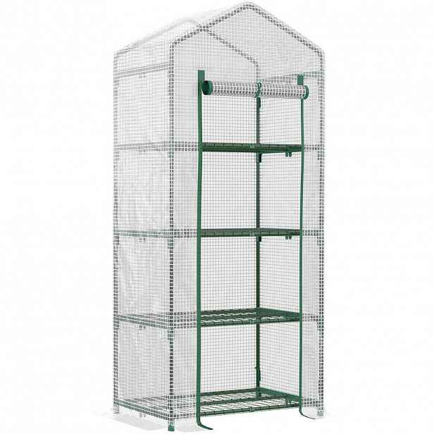 Modfu FÓLIOVNÍK z PVC 70x50x160 cm bílý se 4 policemi, rolovacími dveřmi a odolnou fólií