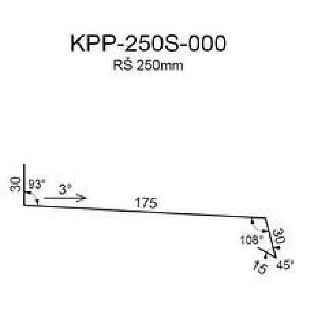 Ohýbaný lakovaný parapet RS250S-30 SP25 RAL7035 0,50mm 2bm
