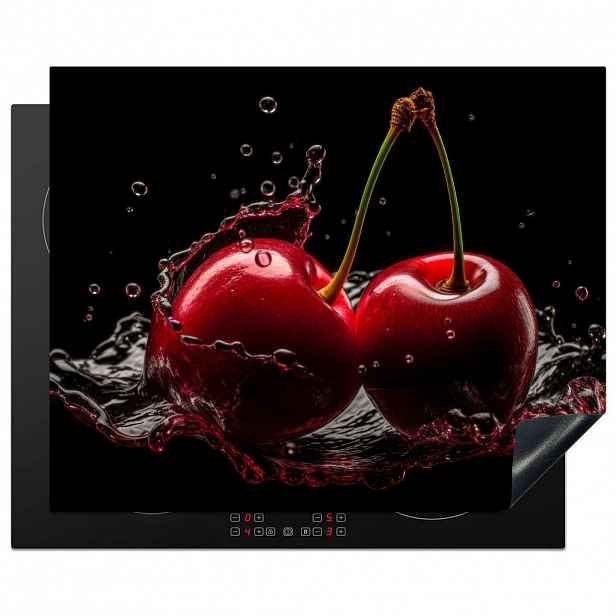 MuchoWow KRYT NA INDUKČNÍ DESKU Třešeň - červená - ovoce - voda - černá 65x52 cm