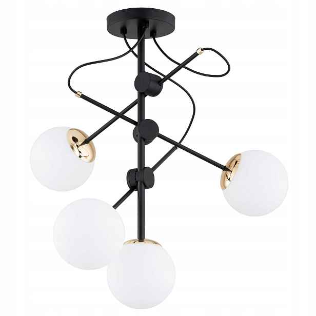 Závěsná lampa černá, bílé koule, nastavitelná, 4xE14, 10 W, Olimp, Alfa
