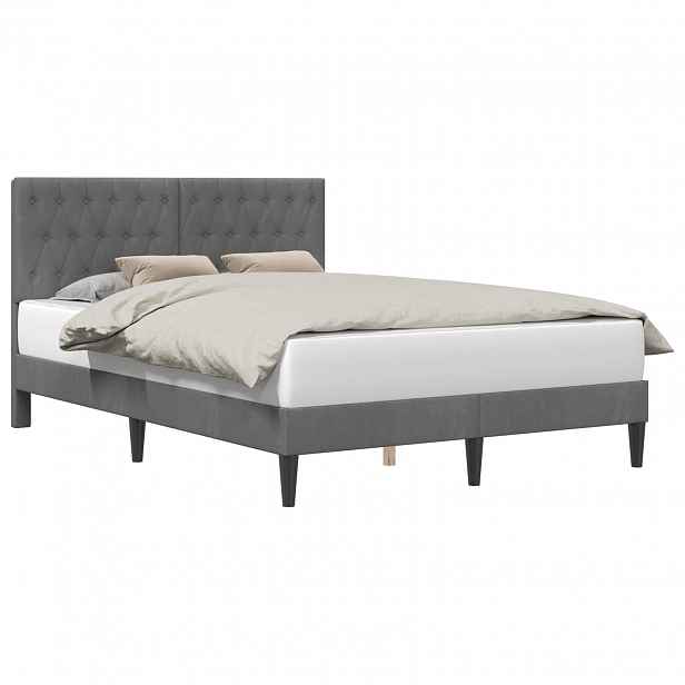 vidaXL Rám postele s čelo Tmavě šedá 140 x 190 cm Samet