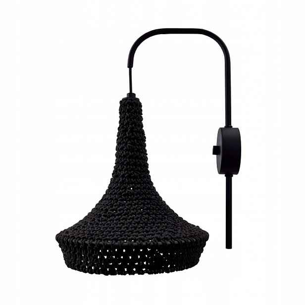 Černá nástěnná lampa s bavlněným stínidlem, ručně vyrobená, Mahaka 4031 Antigo