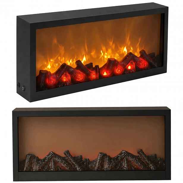 Elektrický Krb Led Kovový Černý 10X57X25 CM Do Obývacího Pokoje