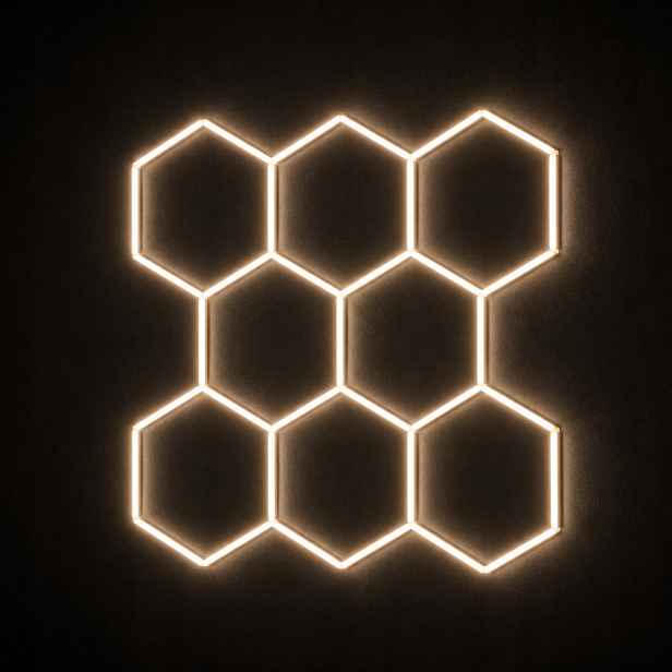 Led dílenská lampa černá 229x237 cm Hexagon 8 245W neutrální 4000K