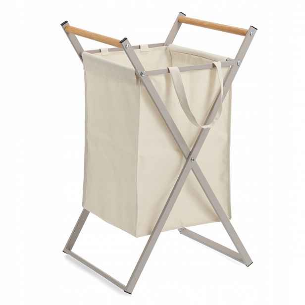 Rozkládací Koš Na Prádlo Polyester Kovový Rám Béžový 36,5 X 40 X 67 CM