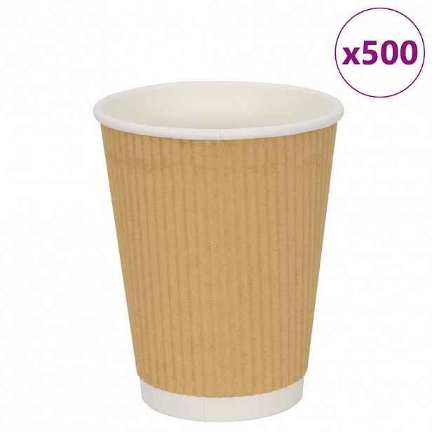 vidaXL Papírové kelímky na kávu 500 pcs 12oz 300ml hnědé