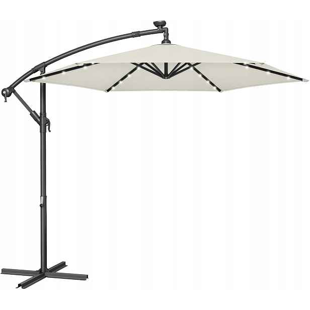 Zahradní Slunečník 32 Led Solární Zlomený 300 x 300 x 260 cm Boční Slunečník
