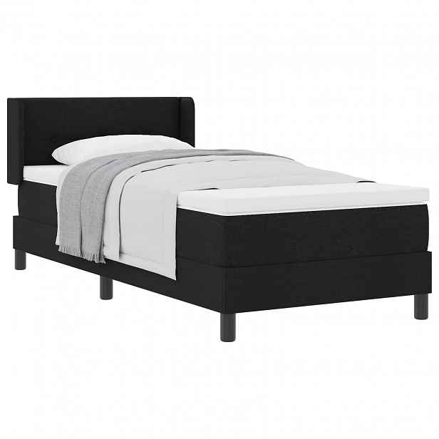 vidaXL Postel s boxspringem s čelo Černý 190 x 90 cm textil