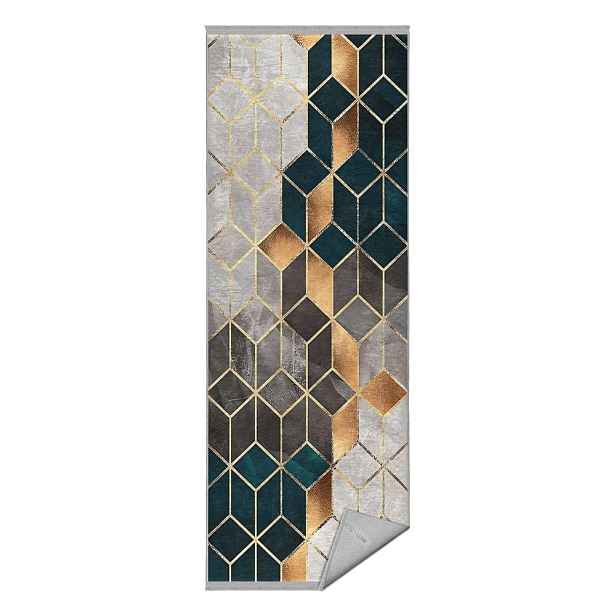 Bílo-petrolejový pratelný koberec běhoun 80x200 cm – Mila Home