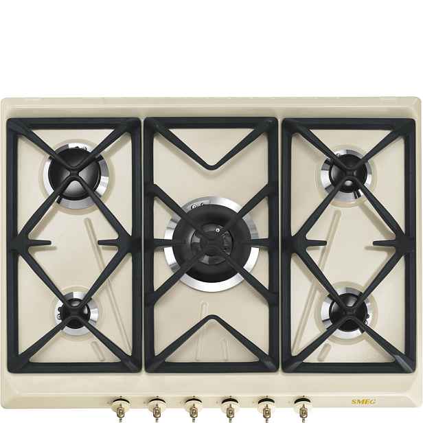 Smeg Plynová varná deska Coloniale s 5 varnými zónami, 70/75 cm, SRV876, krémová SRV876POGH