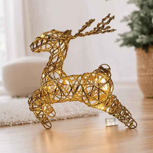 Stříbrný Led sob, kovová vánoční dekorace 30 cm