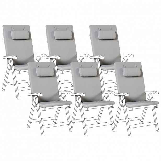 Beliani VENKOVNÍ sedací polštář sada 6 ks Světle šedý 50/45 cm Java/Amantea Premium