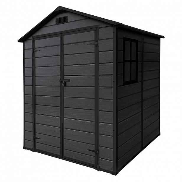 ECD-Germany ZÁHRADNÍ DOMEK z plastu s podlahou 5 m³ 151 x 182 x 220 cm tmavě šedý