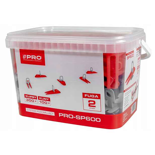 klipy a klíny pro vyrovnávání dlaždic PRO-SP600 2 mm kbelík 300/100 ks