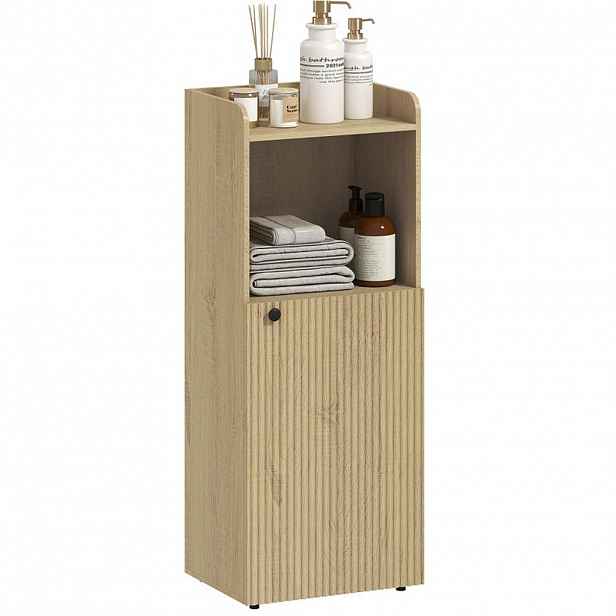Modfu KOUPELNOVÁ skříňka ze dřeva 40x31x104 cm dubová s nastavitelnou policí a otevřeným úložným prostorem