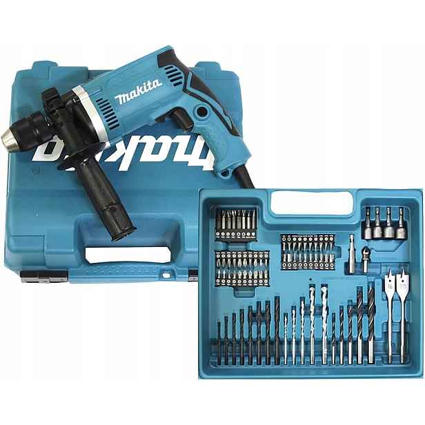 Příklepová Vrtačka Makita HP1631KX3 710W 3200RPM Kufr 74 Příslušenství