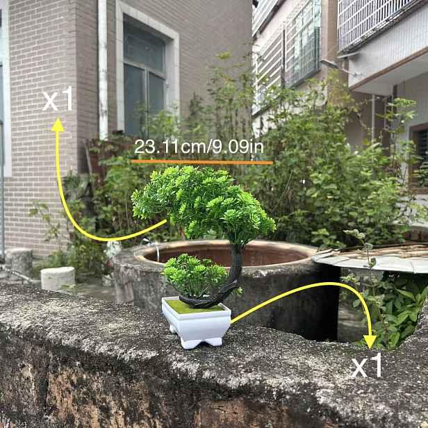 TEMU Nenáročná umělá borovice s 5 okvětními lístky v květináči s bílým květináčem - Realistická umělá borovice vhodná pro dekoraci stolu v domácí
