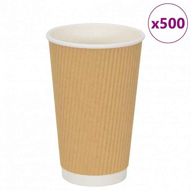vidaXL Papírové kelímky na kávu 500 pcs 16oz 400ml hnědé