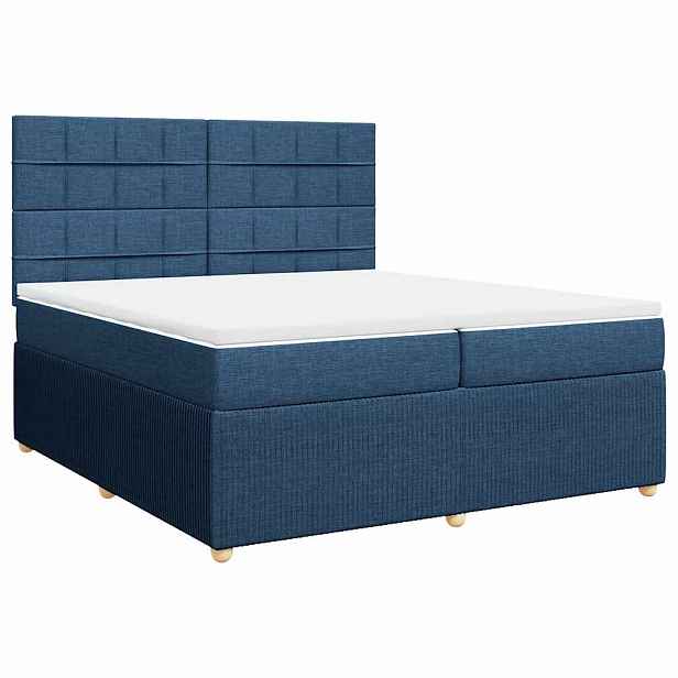 vidaXL Box spring postel s matrací modrá 200x200 cm textil