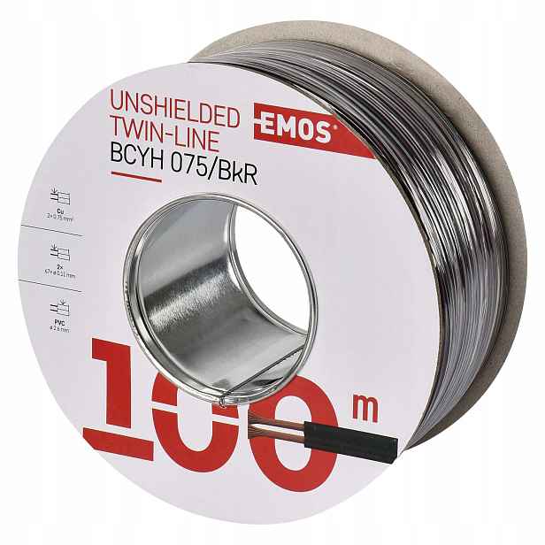Emos dvojlinka 2×0,75 mm² černo-rudá 100 m