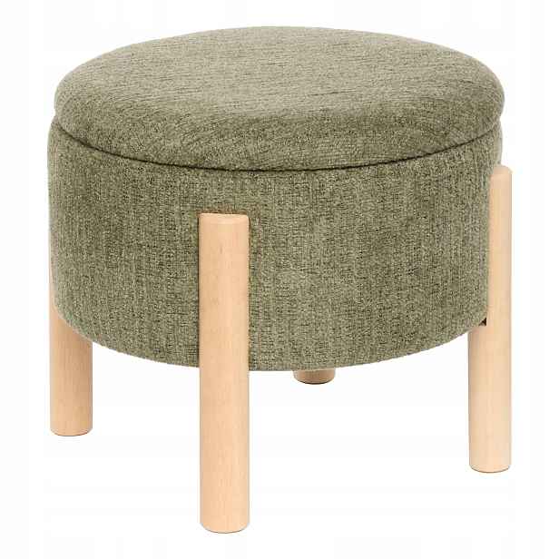 Puf se schránkou Elki, Ø 45,5 × 37 cm, khaki