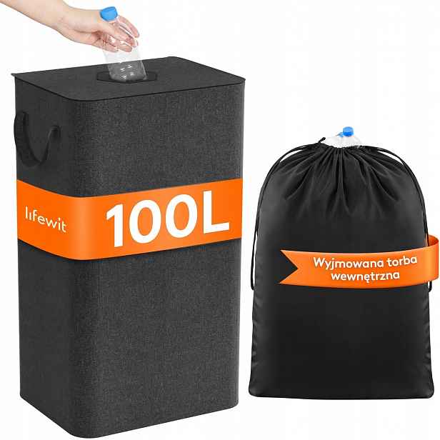 Koš Na Láhve Vratný S Držadly, 100 L, Pevný, Černý