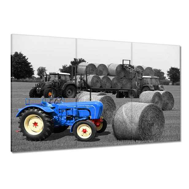 Obrazy 120x80 Sklizeň Modrý traktor