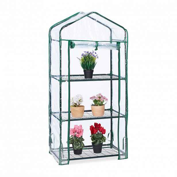 Relaxdays SKLENÍK zelený 3 patra PVC fólie