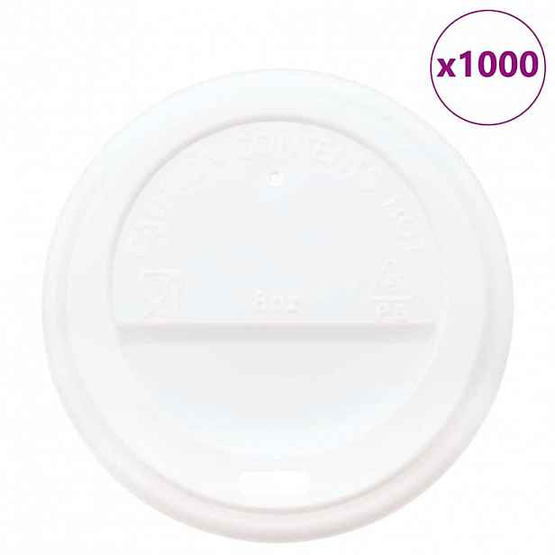 vidaXL Papírové víčka na kávu Ø80 mm 8oz 1000 pcs bílé plast