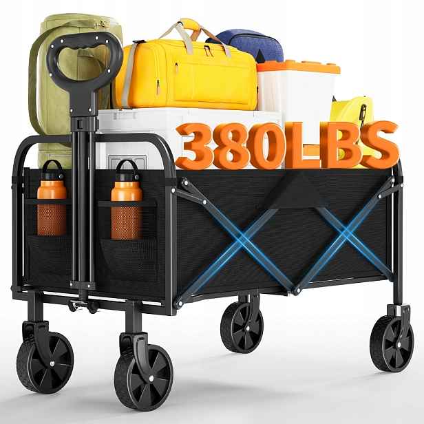 Skládací multifunkční vozík 220 l, nosnost 170 kg, terénní zahradní vozík