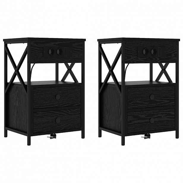 vidaXL Noční skříňka 2 ks Černý dub 40 x 31 x 60 cm Kompozitní dřevo