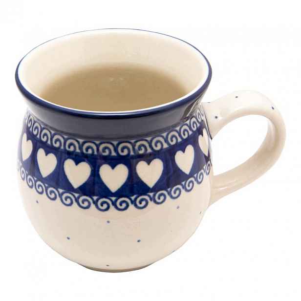 Český Hrnek Barel 470 ml Umělecká keramika Bolesławiec 0375M Srdce